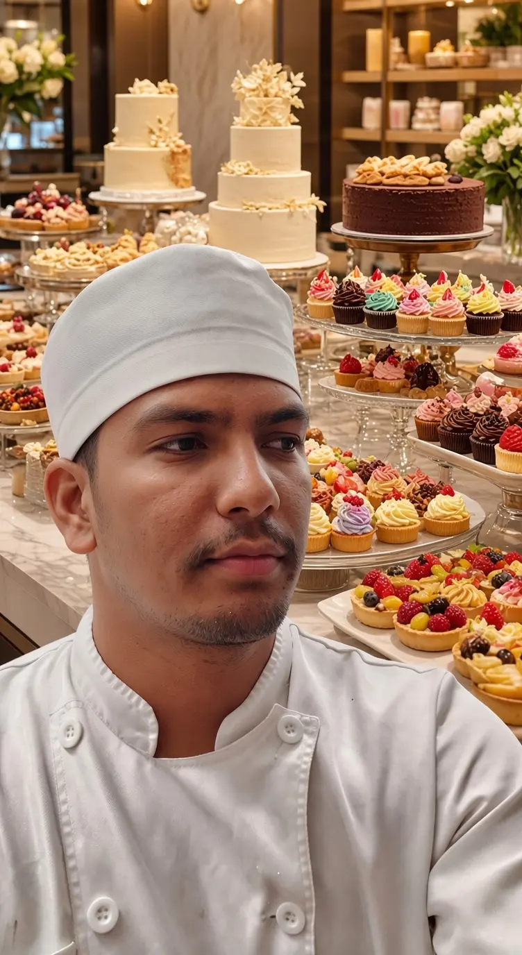 Jagannath Saud wearing pastry chef uniform